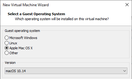 macos virtual machine vmware choose os