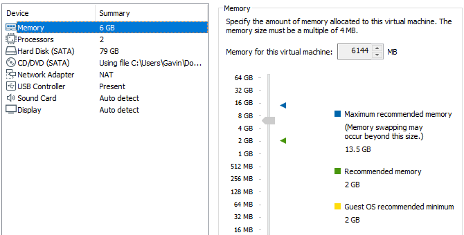 macos virtual machine vmware choose ram