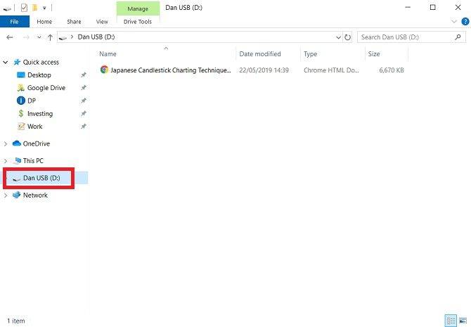 file explorer usb windows 10