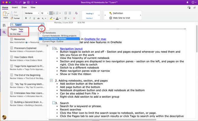 Filters Onenote The Essential OneNote for Mac Guide