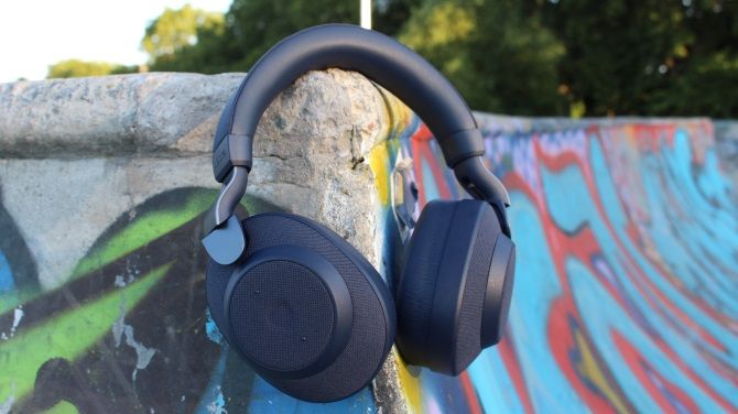 Jabra Elite 85h Headphones in a skatepark