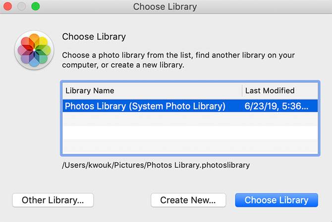 Choosing location for macOS Photos Library