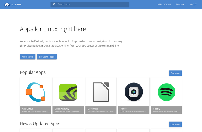 The Flathub site's homepage