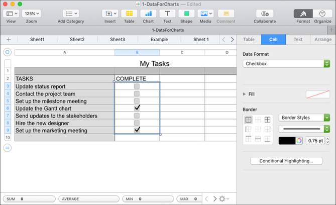 How to Add Checkboxes, Ratings, Sliders, and Popup Menus in Numbers for Mac