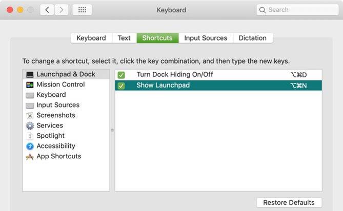Successful Edit of Keyboard Shortcut Mac