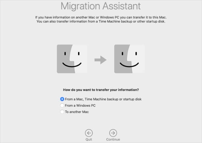 Migration Assistant transfer options