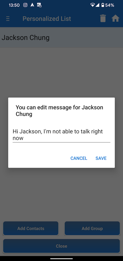 Auto Respond SMS Personalized List