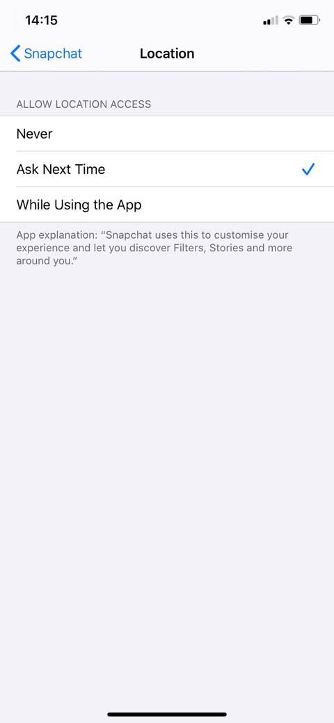 to protect your privacy on snapchat, alter location to "ask next time"