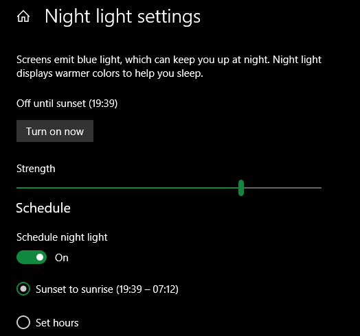 After installing. Light settings.