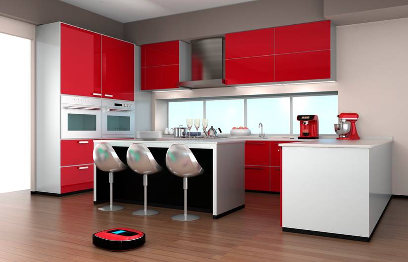 robot vacuum cleaner in kitchen