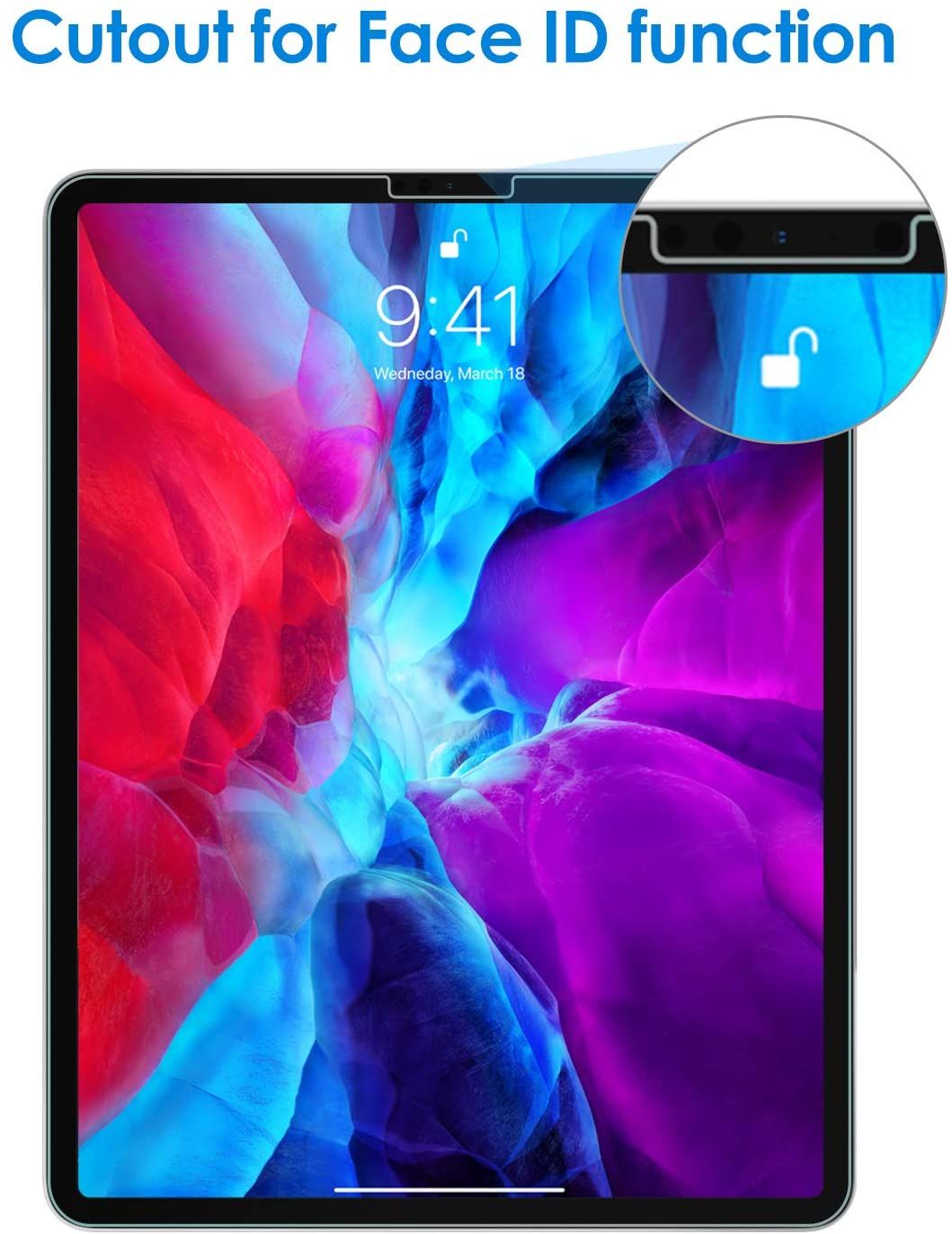 JETech iPad Pro Screen Protector front-facing cutout