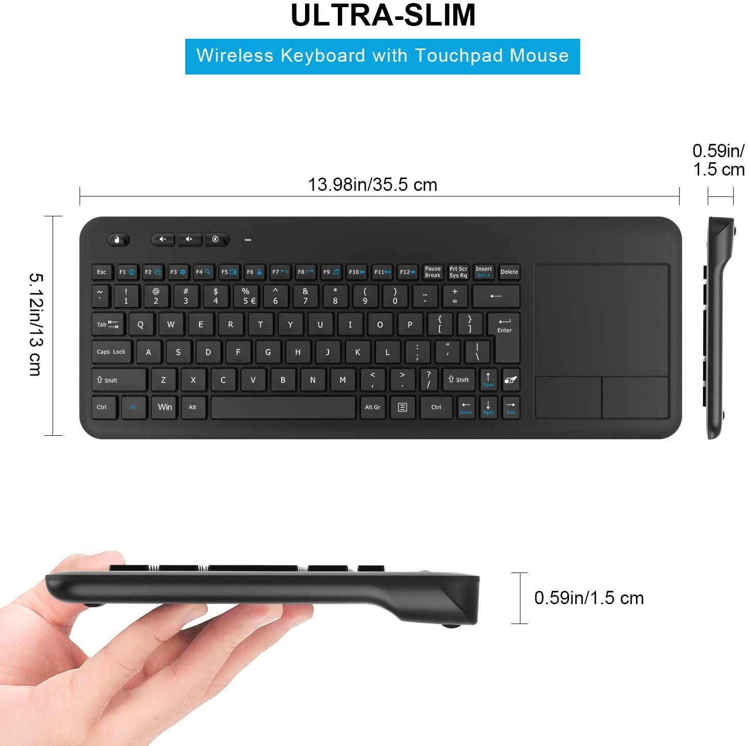 WisFox Wireless Touchpad Keyboard dimensions