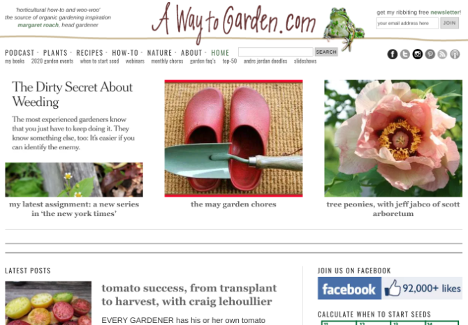 Margaret Roach's A Way to Garden is one of the best gardening websites and blogs on the internet, with plenty of free tools and a podcast too