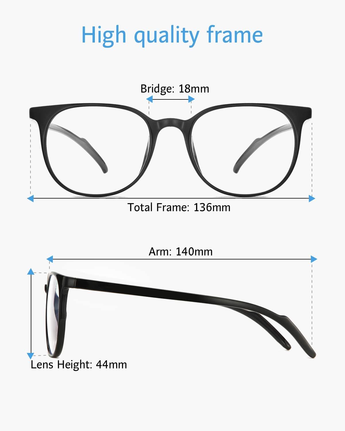 ANRRI Blue Light Blocking Glasses dimensions