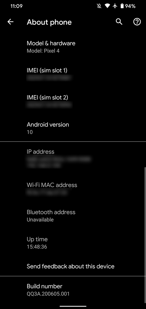 Android Build Number