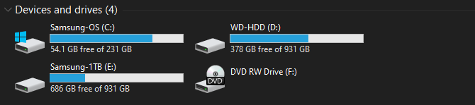 Windows Drive Space Free