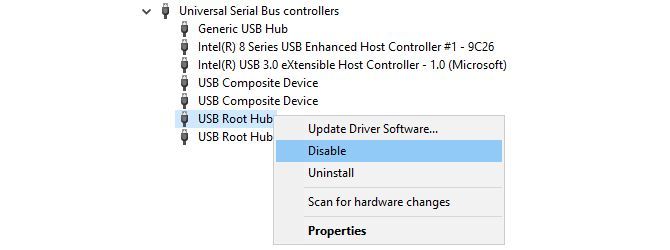 Beheben der durch CPU-Interrupts verursachten hohen CPU-Auslastung - Disable USB Root Hub