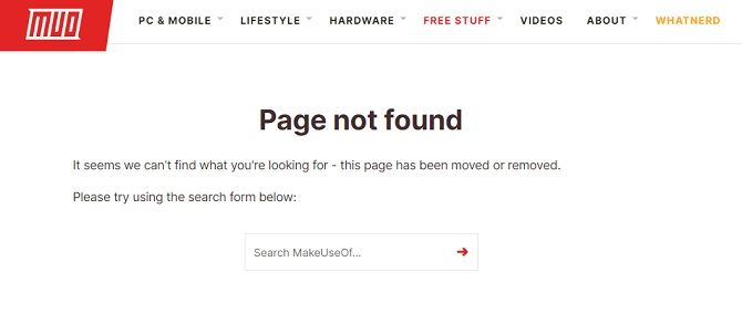 MakeUseOf Page Not Found - Come accedere a siti Web che non vengono caricati: 5 metodi da provare