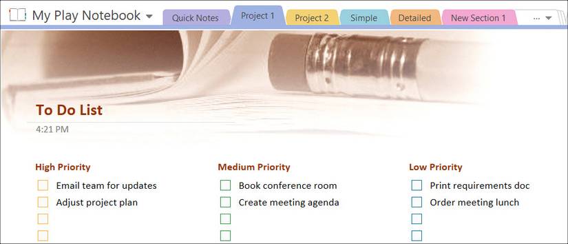 Priority Matrix Onenote How to Use OneNote Templates for Project Management