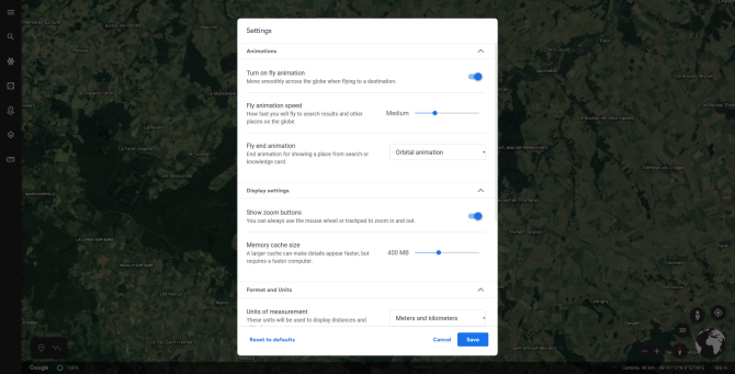 Verwendung von Google Earth in einem Browser - google earth settings