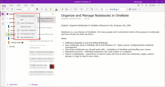 How to Organize Notebooks With OneNote