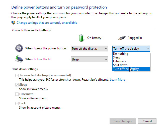 power button screen turn off - Come spegnere lo schermo di un laptop in Windows 10 con il pulsante di accensione