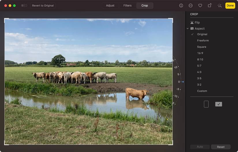 Cropping a photo in Photos on Mac