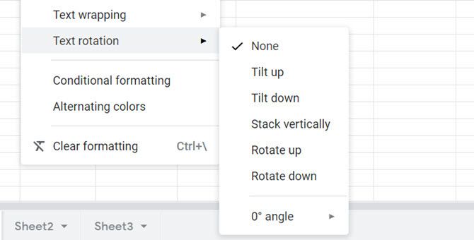 Google Sheets Text Rotation Format Menu - Come ruotare il testo in Fogli Google