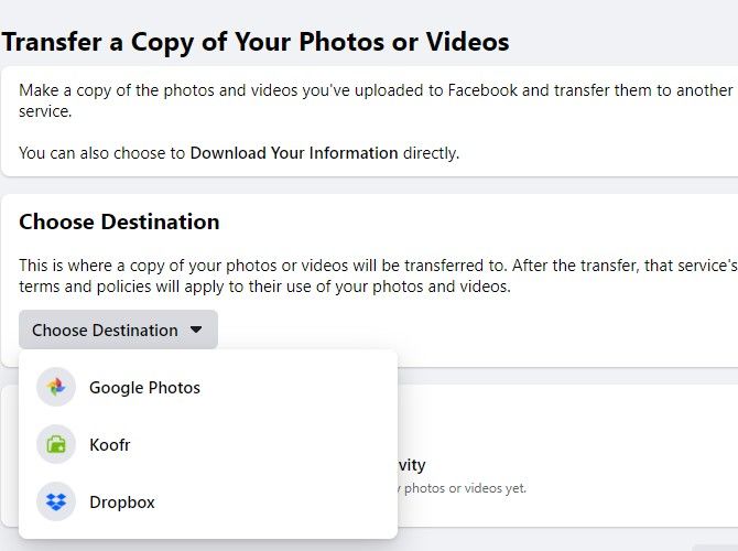 facebook photo transfer news - Lo strumento di trasferimento di foto e video di Facebook ora supporta Dropbox e Koofr