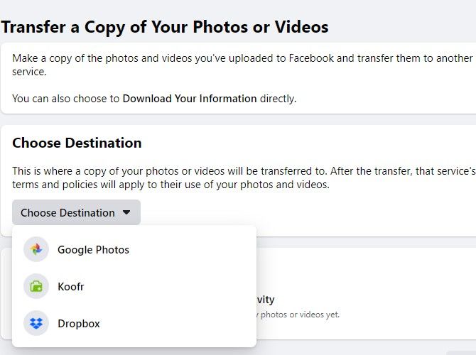 Das Foto- und Videoübertragungstool von Facebook unterstützt jetzt Dropbox und Koofr - facebook photo transfer news