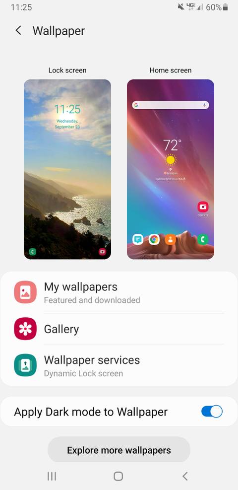 Change Home Screen Samsung Options