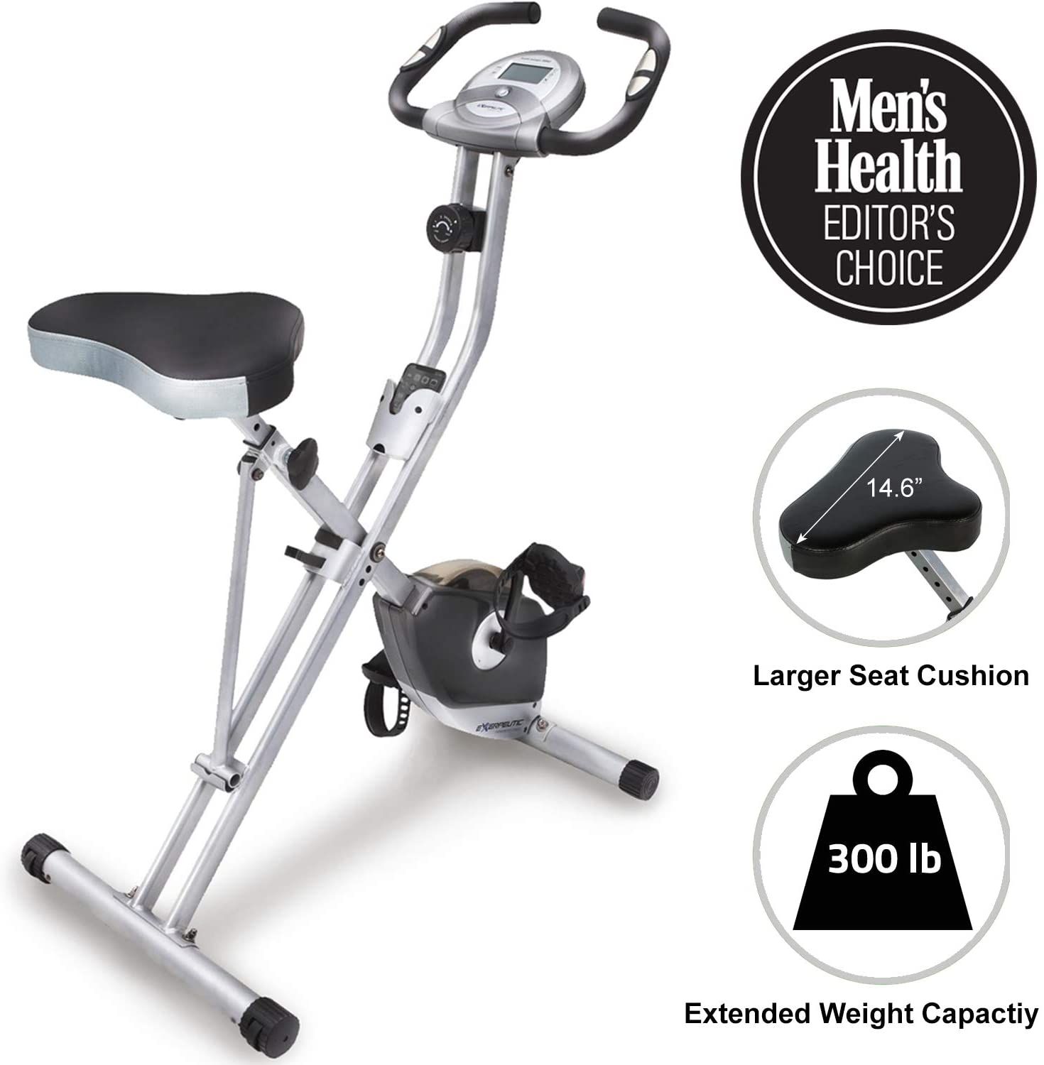 Exerpeutic Folding Magnetic Upright Exercise Bike features