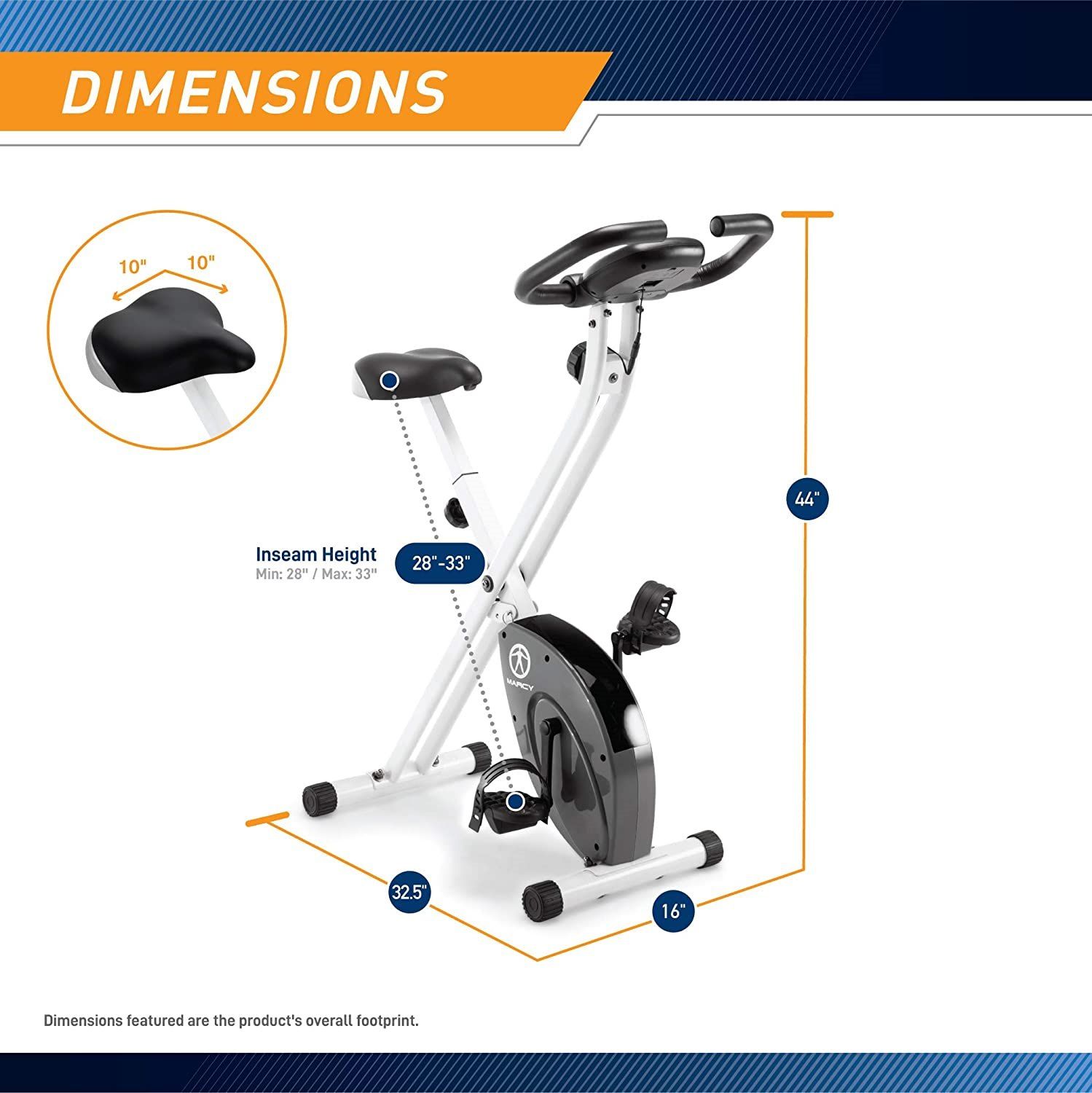 Marcy Foldable Upright Exercise Bike dimensions