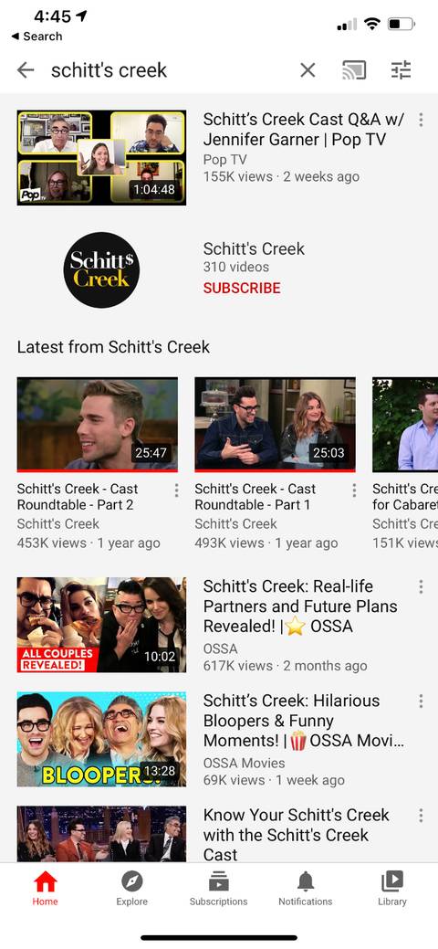 YouTube Search Page