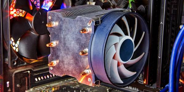 CPU fan shown inside a desktop PC case