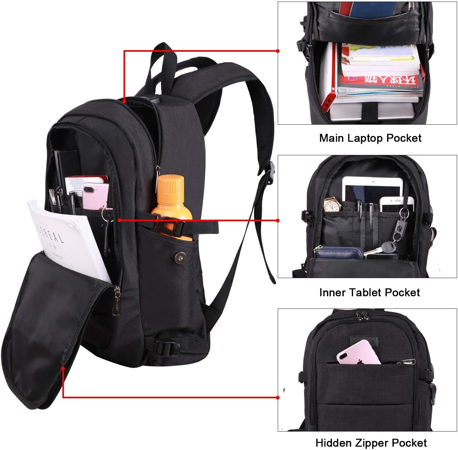 Tzowla Business Laptop Backpack compartments