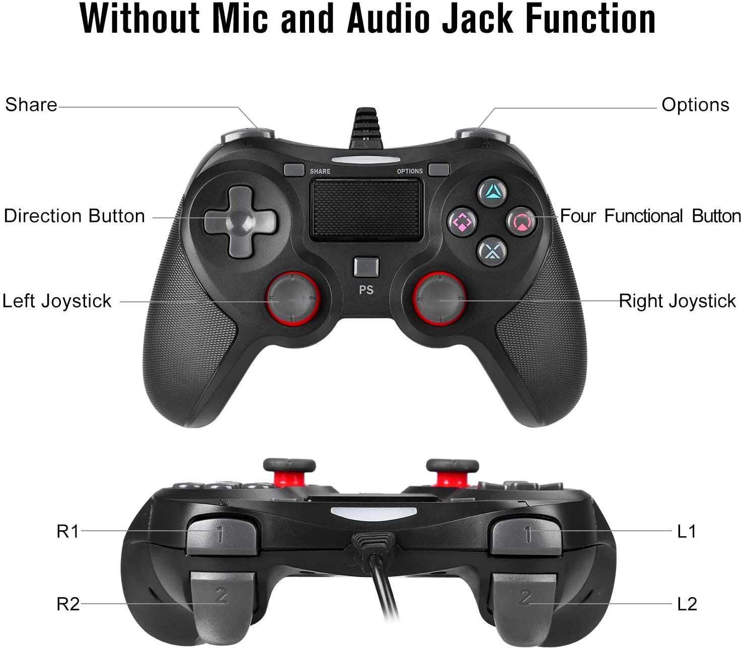 ROTTAY Wired PS4 Controller buttons