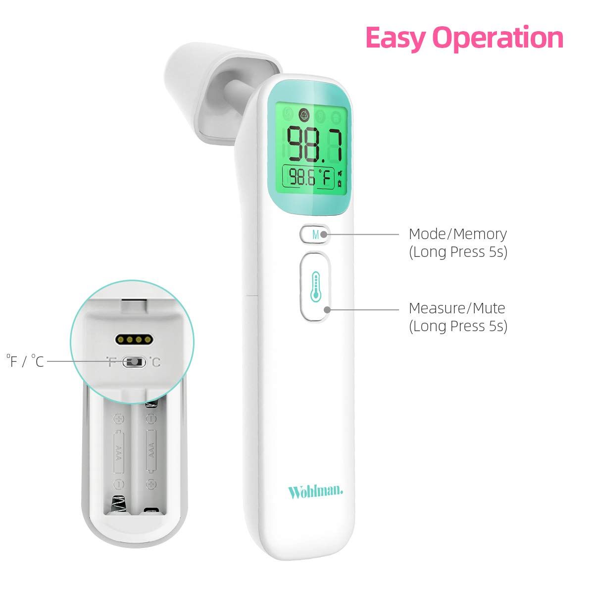 Wohlman Non-Contact IR Thermometer controls