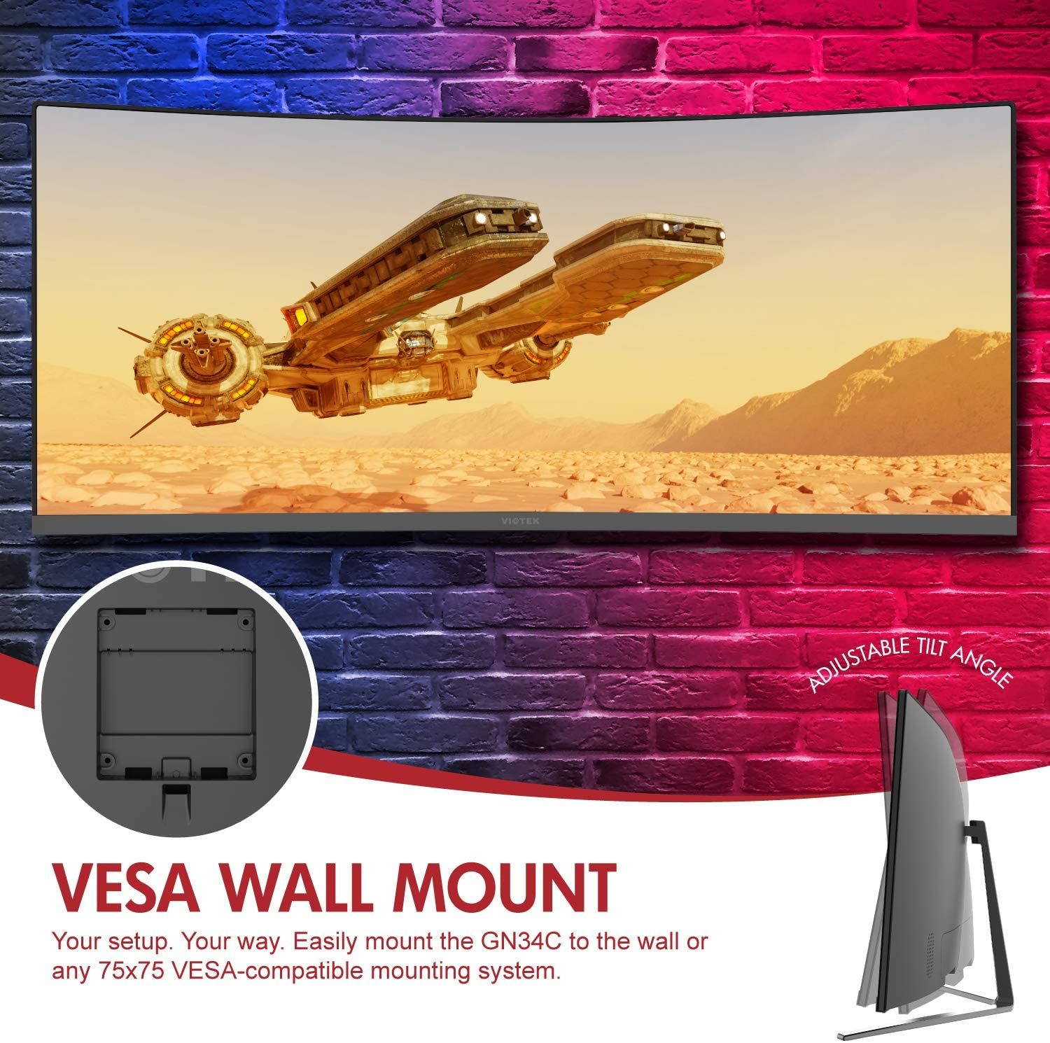VIOTEK GNV34DBE Ultrawide Gaming Monitor VESA mount