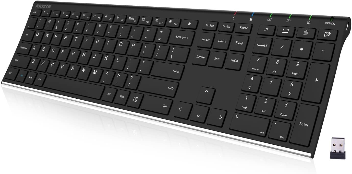 Arteck 2.4G Wireless Keyboard Full Size