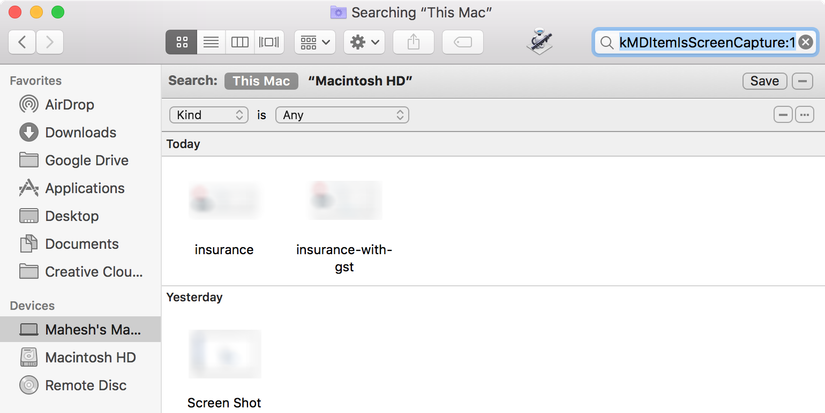 Find all Mac screenshots with the Finder