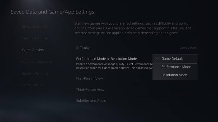 How to Choose Default Game Settings Across All PS5 Games