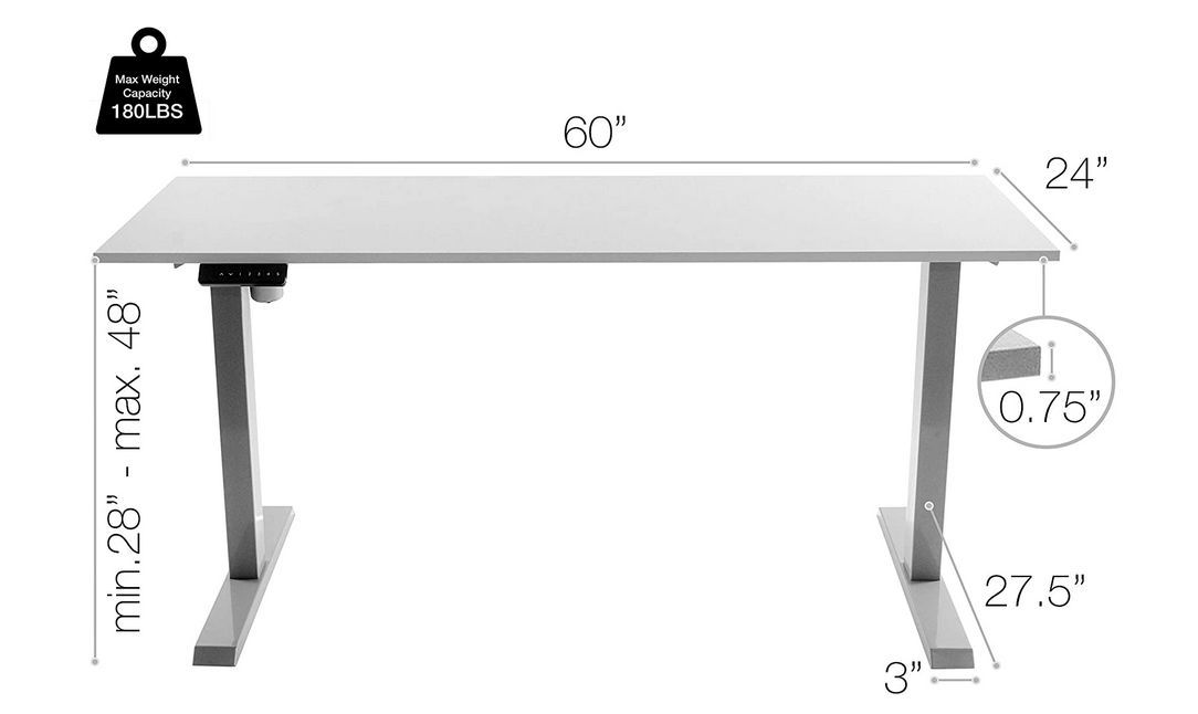 TechOrbits Standing Desk dimensions