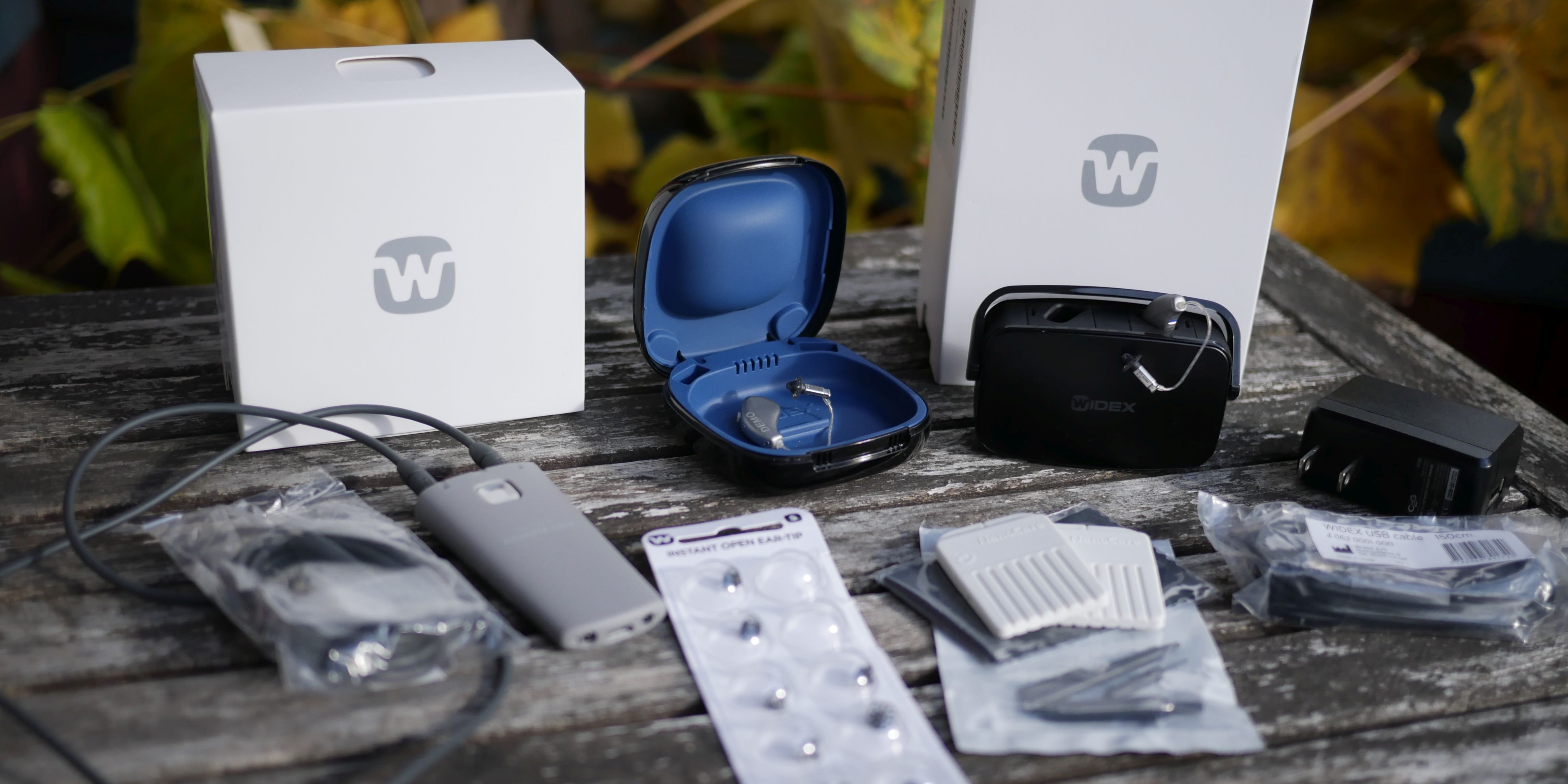 Widex Moment hearing aids and remote link unboxed