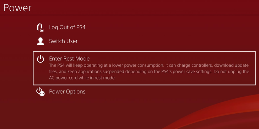 Use rest mode on the PS4