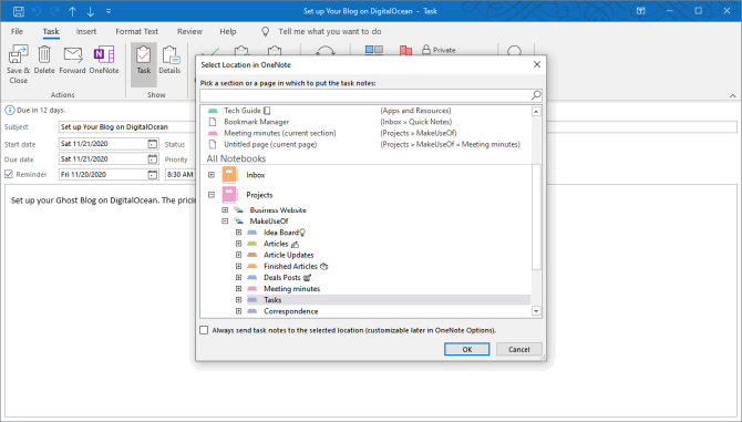 Turn Outlook Into a Project Management Tool With OneNote Integration
