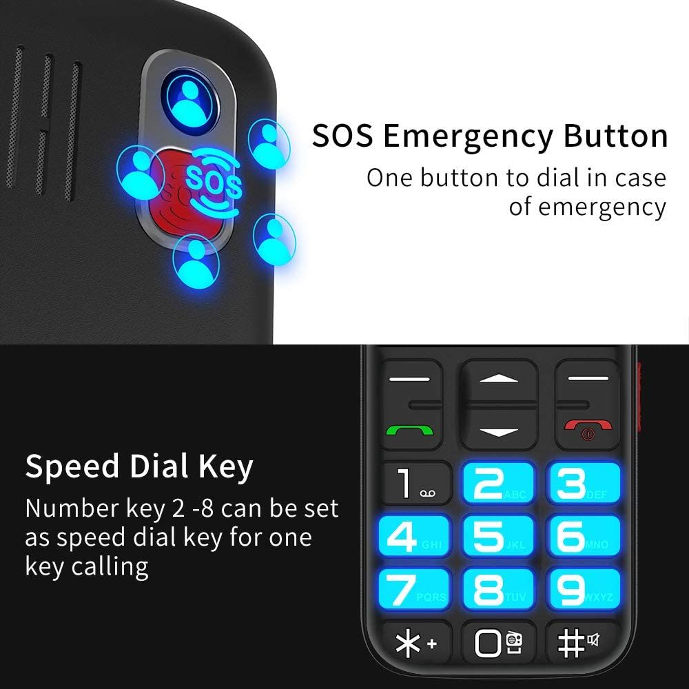 UNIWA Unlocked Senior Cell Phone SOS and keys