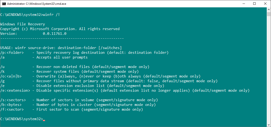 Makefile windows. Windows file Recovery. Карта размеров файлов Windows приложение. Winfr extensive Mode.