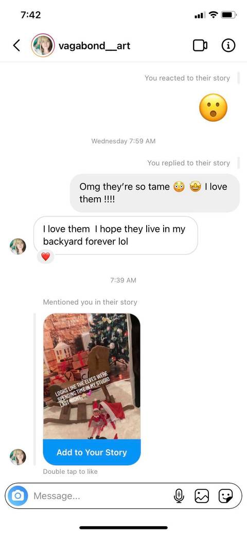 Screenshot of Instagram Direct Messages