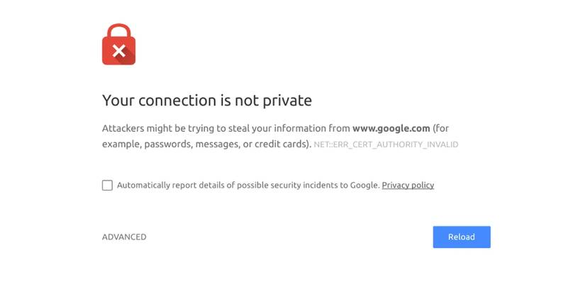 connection is not private certificate error